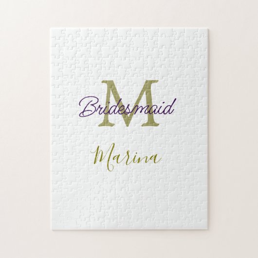 Bride tribe monogram bridal shower simple golden p ジグソーパズル (縦)