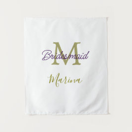 Bride tribe monogram bridal shower simple golden p タペストリー
