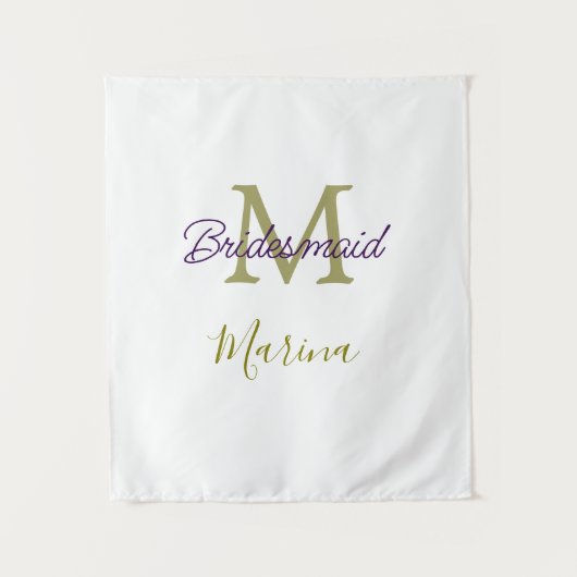 Bride tribe monogram bridal shower simple golden p タペストリー (正面)