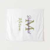 Bride tribe monogram bridal shower simple golden p タペストリー (正面(横))