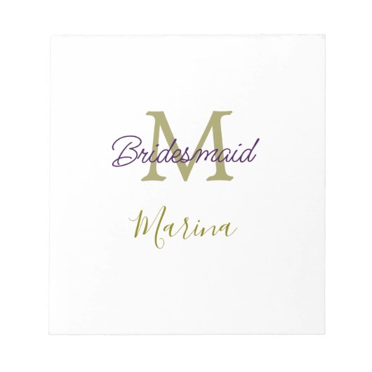 Bride tribe monogram bridal shower simple golden p ノートパッド (正面)