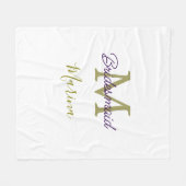 Bride tribe monogram bridal shower simple golden p フリースブランケット (正面(横))