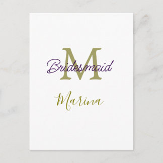 Bride tribe monogram bridal shower simple golden p ポストカード