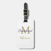 Bride tribe monogram bridal shower simple golden p ラゲッジタグ (正面縦)