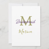 Bride tribe monogram bridal shower simple golden p 招待状 (正面)