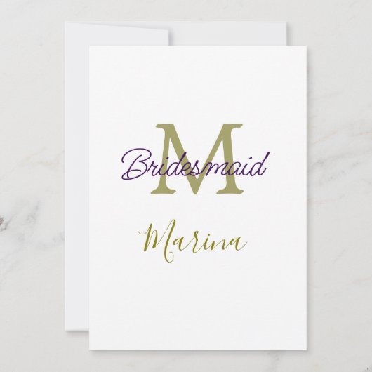 Bride tribe monogram bridal shower simple golden p 招待状 (裏面)