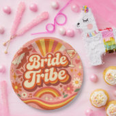 Bride Tribe Retro Bachelorette Party Groovy ペーパープレート (パーティー)