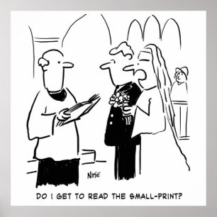 Bride Wants to Check Small Print Cartoon ポスター
