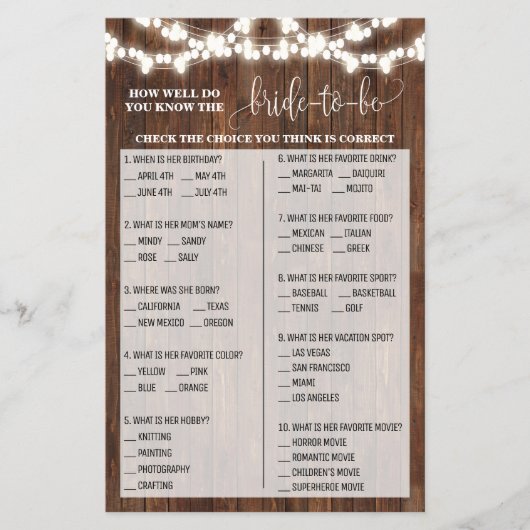 Bride Western Shower Gameを知っている チラシ (正面)