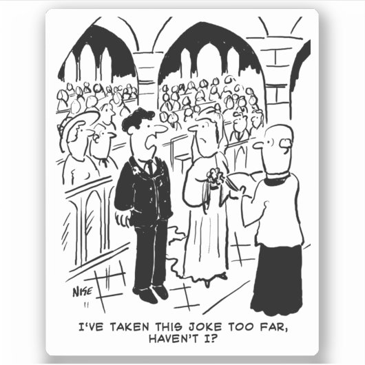 Bridegroom Practical Joke Wedding Cartoon. シール (正面)