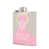 Bridemaidのピンクの服によって示される情報通のフラスコ フラスク (左)