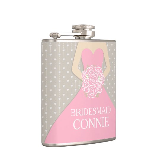Bridemaidのピンクの服によって示される情報通のフラスコ フラスク (右)