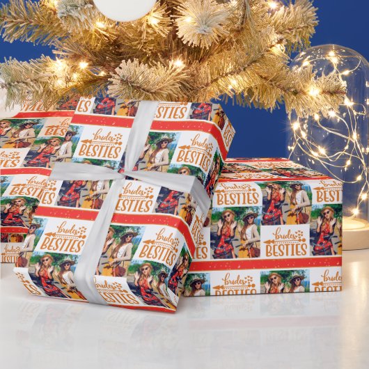 Brides Besties写真モダンの結婚Bridesmaid ラッピングペーパー (クリスマス)