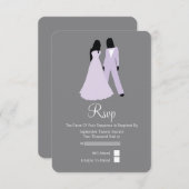 Brides RSVP結婚の2つ(薄紫とグレー) 出欠カード (正面/裏面)