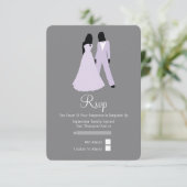 Brides RSVP結婚の2つ(薄紫とグレー) 出欠カード (スタンド正面)