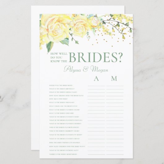 Brides Yellow Roses LGBTQを知っている (正面/裏面)