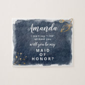 Bridesmaiまたはメイド・オブ・オーナー（花嫁付き添い人）の海軍および金ゴールドのパズル ジグソーパズル (横)