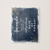 Bridesmaiまたはメイド・オブ・オーナー（花嫁付き添い人）の海軍および金ゴールドのパズル ジグソーパズル (縦)