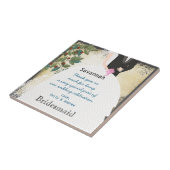 Bridesmaidありがとうタイルのガウンの木Filigree Swirl タイル (側面)