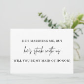 Bridesmaidお洒落プロポーザルミニマルカードのスクリプト 招待状 (スタンド正面)