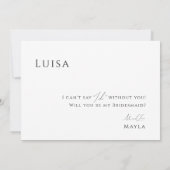 Bridesmaidお洒落プロポーザルミニマルカードのスクリプト 招待状 (裏面)