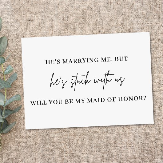 Bridesmaidお洒落プロポーザルミニマルカードのスクリプト 招待状