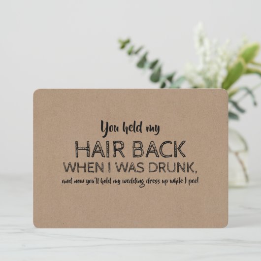 Bridesmaidのおもしろいメイド・オブ・オーナー（花嫁付き添い人）提案を受ける 招待状 (スタンド正面)