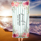 Bridesmaidのバチェロレッテパーソナライズされた名 ビーチタオル