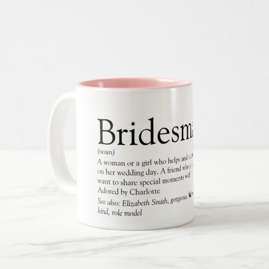 Bridesmaidのパーソナライズされた定義のお気に入り ツートーンマグカップ (正面左)