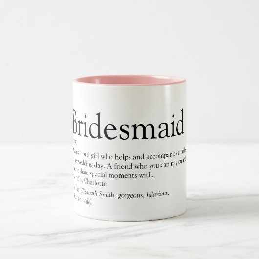 Bridesmaidのパーソナライズされた定義のお気に入り ツートーンマグカップ (中央)