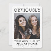 Bridesmaidまたはメイド・オブ・オーナー（花嫁付き添い人）おもしろい写真の提案 招待状 (正面)