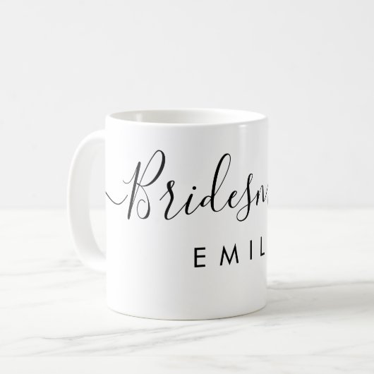 Bridesmaidエレガントのスクリプパーソナライズされたト名 コーヒーマグカップ (正面左)