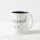 Bridesmaidエレガントのスクリプパーソナライズされたト名 ツートーンマグカップ (正面右)