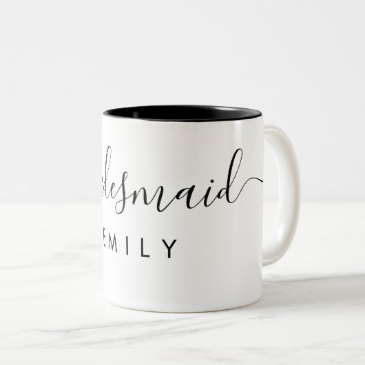 Bridesmaidエレガントのスクリプパーソナライズされたト名 ツートーンマグカップ (正面右)