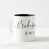Bridesmaidエレガントのスクリプパーソナライズされたト名 ツートーンマグカップ (正面左)