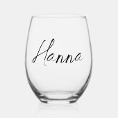 Bridesmaidギフトスクパーソナライズされたリフェミニンプト名 ステムなしワイングラス (正面)