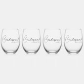 Bridesmaidスクリプエレガントト名前をカスタムするギフトセット ステムなしワイングラス (正面)