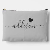 BridesmaidスクリプモダントWarm Grayハート アクセサリーポーチ (正面)