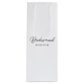 Bridesmaidタイポグラフィスクリプト名テンプレート最高の ワインギフトバッグ (正面)