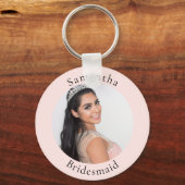 Bridesmaidバラ金ゴールド赤面の写真名 キーホルダー (正面)