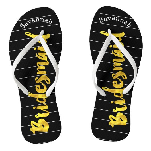 Bridesmaidパーソナライズされたのフェイク金ゴールドまたは任意の色 ビーチサンダル (ソール)