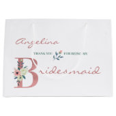 Bridesmaidパーソナライズされたフローラありエレガントがとう ラージペーパーバッグ (正面)