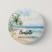 Bridesmaidビーチ結婚式名タグ 缶バッジ (正面)