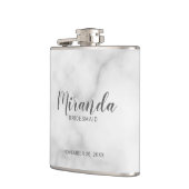 Bridesmaidフモダンロパーソナライズされたスクのスクリプト フラスク (左)