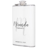 Bridesmaidフモダンロパーソナライズされたスクのスクリプト フラスク (左)