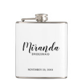 Bridesmaidフモダンロパーソナライズされたスクのスクリプト フラスク (正面)