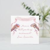 Bridesmaidプロポーザルエレガント手書きNotecard 招待状 (スタンド正面)