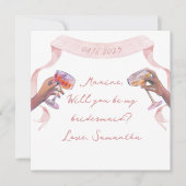 Bridesmaidプロポーザルエレガント手書きNotecard 招待状 (正面)