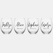 Bridesmaidプロポーザルモダンスクリプシンプルト ステムなしワイングラス (正面)