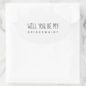 Bridesmaidプロポーザル白黒ステッカスタムカー 楕円形シール (バッグ)